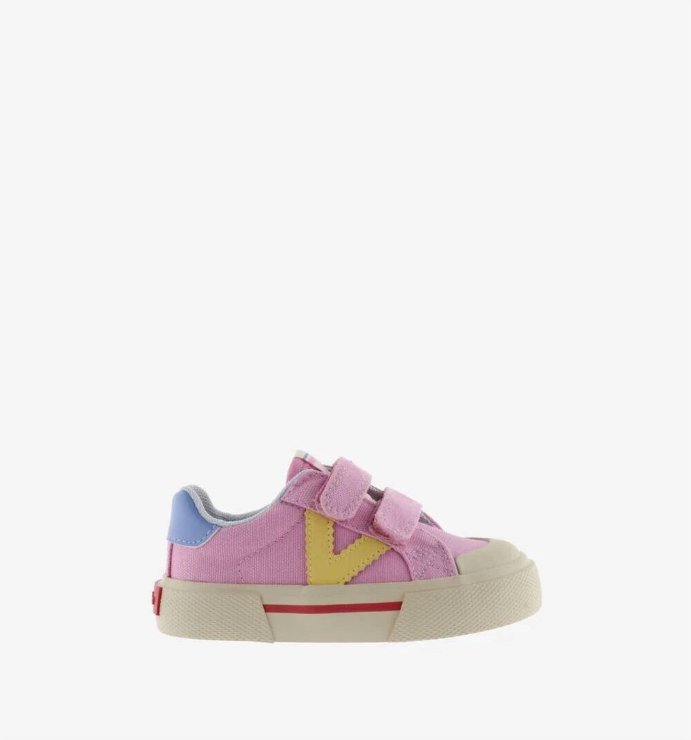 NEW VICTORIA kids tribu wide fit split leather & contrast sneakers in rosa